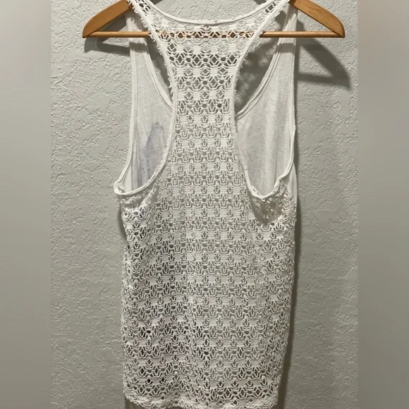 Free People Wild And Free Lace Back Wolf Tank Top - Picture 4 of 5